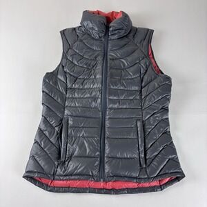 Bernardo Women Jacket Small Gray Puffer Goose Down Vest Full Zip Nylon Pockets